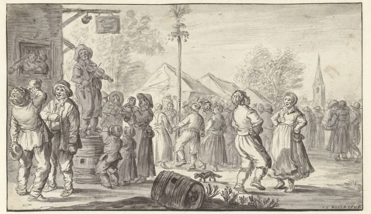 Dorpskermis by Jan van Goyen, drawing, 1625