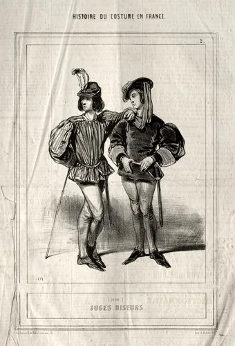 Histoire du Costume en France: Juges diseurs by Paul Gavarni, print, 1843