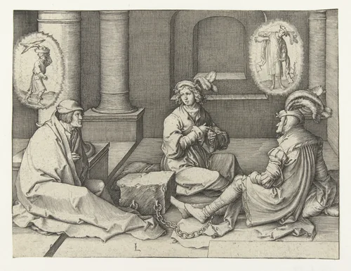 Jozef verklaart dromen in de gevangenis by Unknown, print, 1512