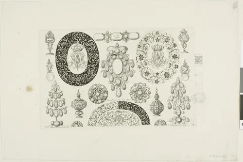 Designs for Jewelry by Christian Engelbrecht, print, 1692-1697