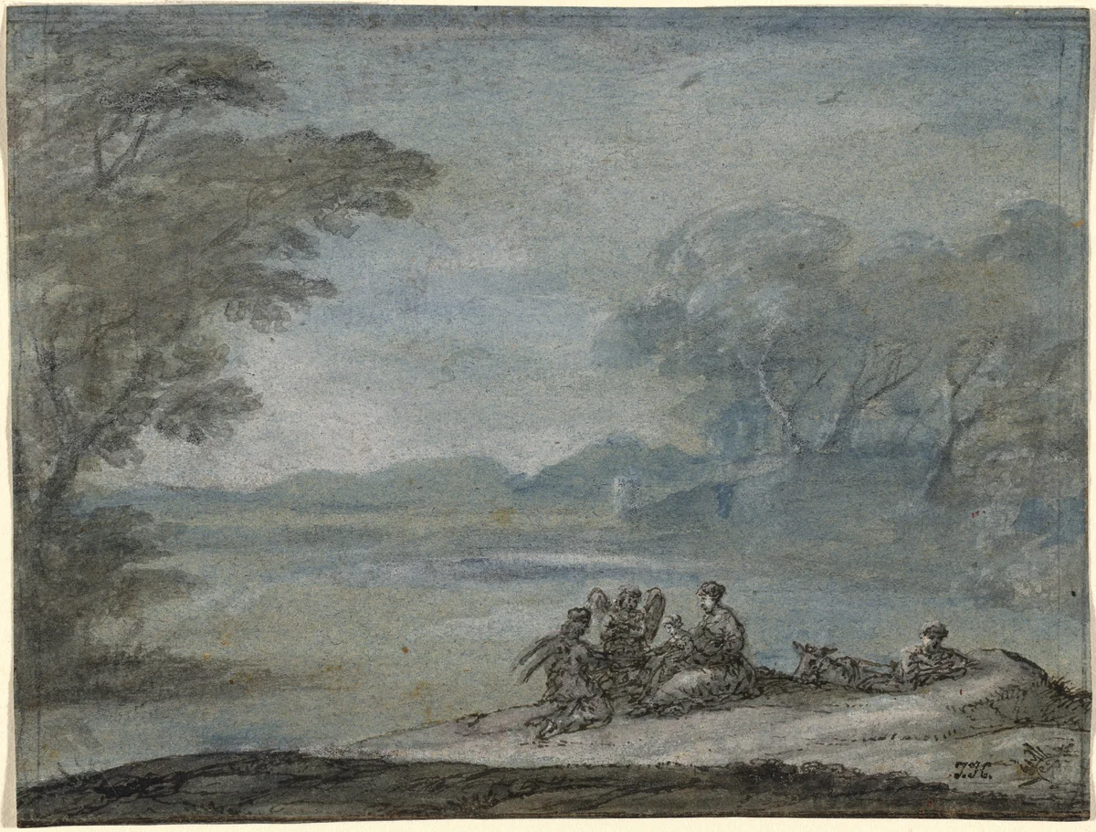 The Rest on the Flight into Egypt by Claude Lorrain, drawing, 1682