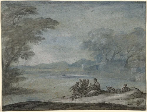 The Rest on the Flight into Egypt by Claude Lorrain, drawing, 1682