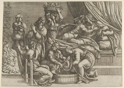 The Birth of the Virgin by anonymous, print, 1540-1550