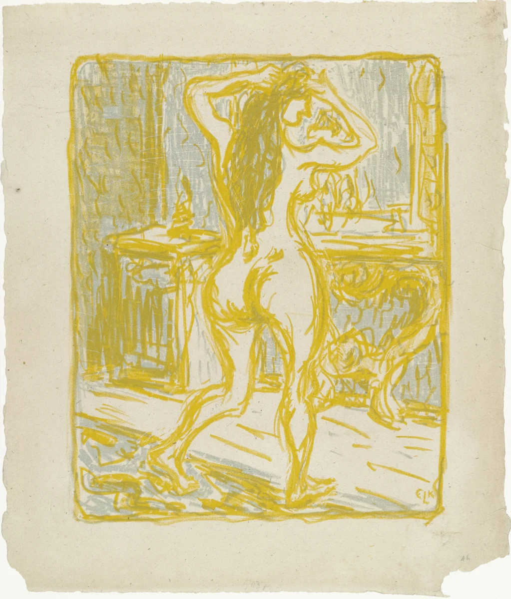 Girl Before a Mirror (Mädchen vor Spiegel) by Ernst Ludwig Kirchner, print, 1907