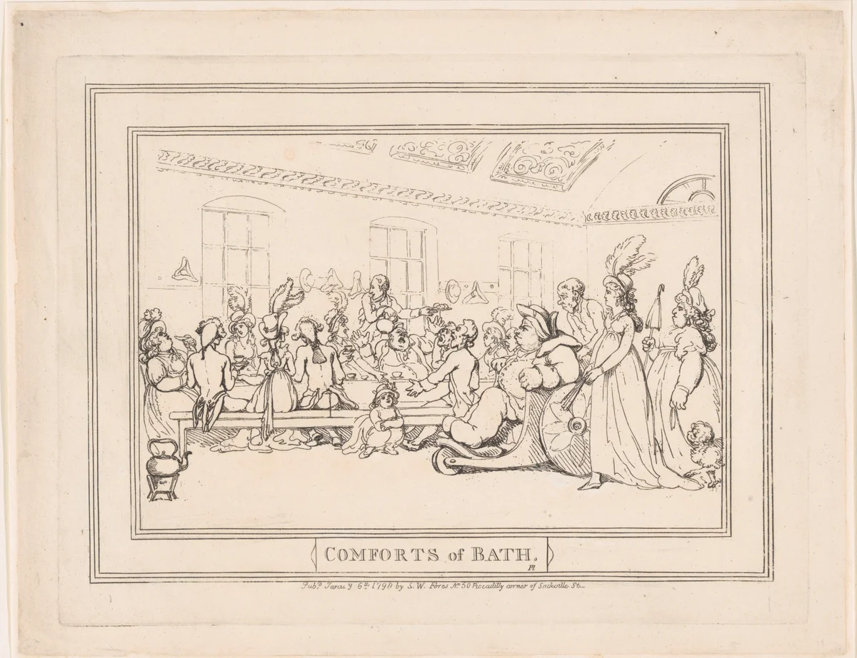Comforts of Bath, Plate 11 by Thomas Rowlandson, print, 1798