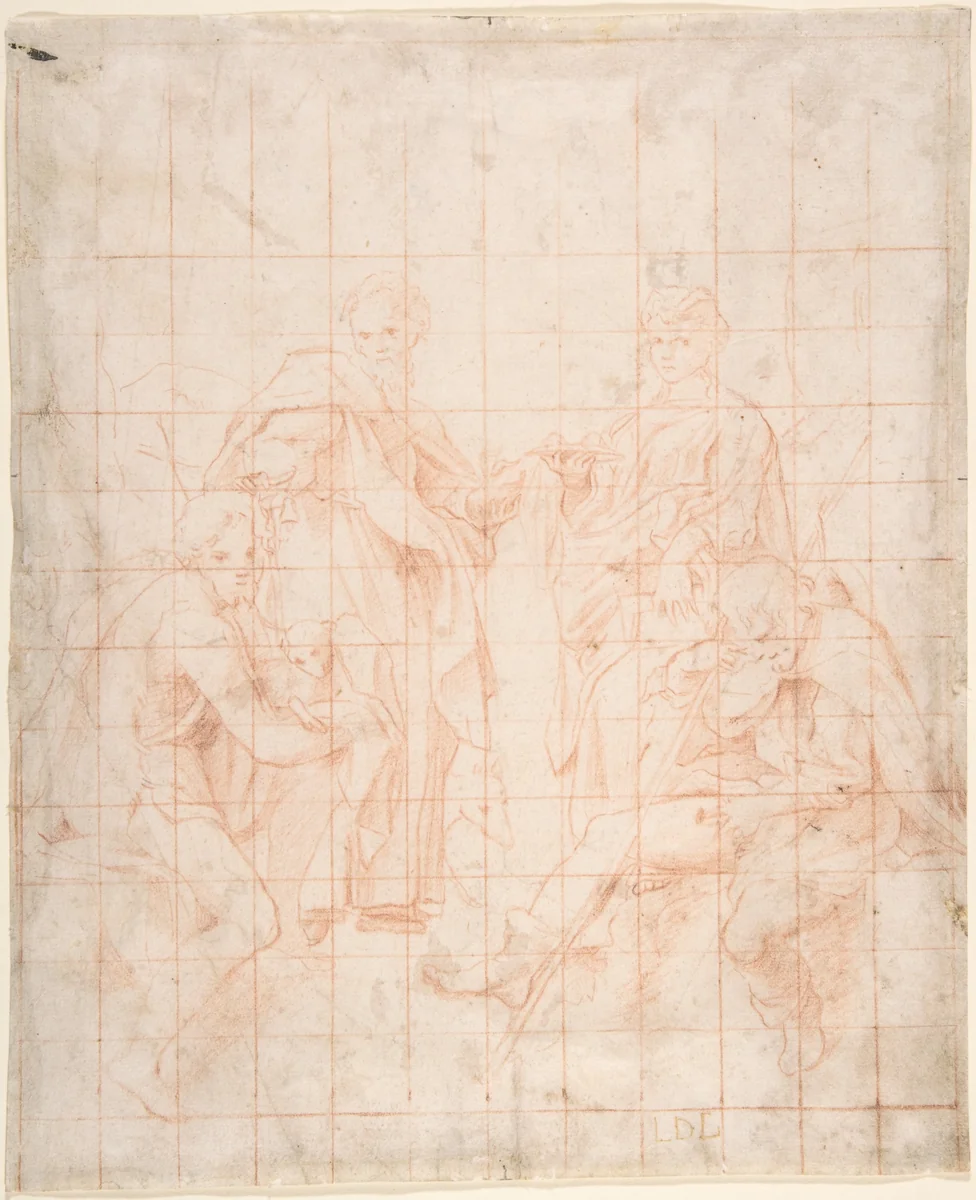 Study of Four Saints by Correggio, drawing, 1525-1534