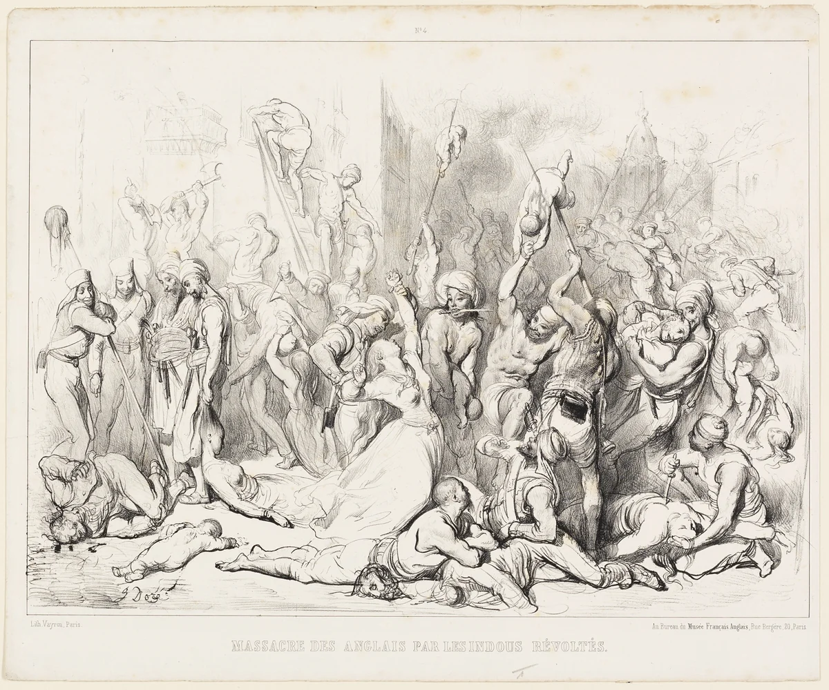 Massacre of the English by Revolting Hindus by Gustave Doré, print, 1857