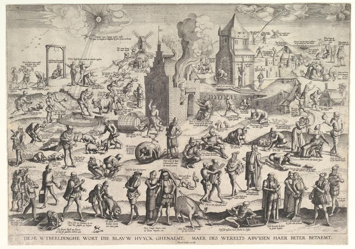 De Blauwe Huyck (The Blue Hood) by Theodoor Galle, print, 1571-1633