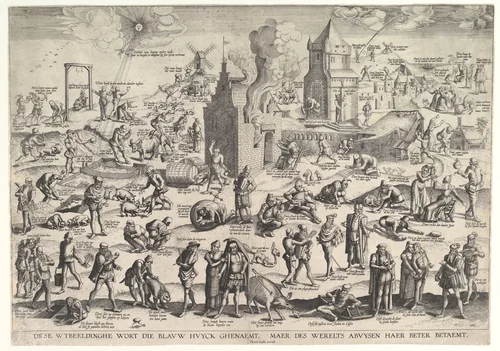De Blauwe Huyck (The Blue Hood) by Theodoor Galle, print, 1571-1633