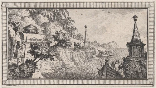 Landscape, from a series of six landscapes titled "Observationib.Astronom.Regiae.Paris.Scient. Acad...1736" by Quentin Pierre Chedel, print, 1736