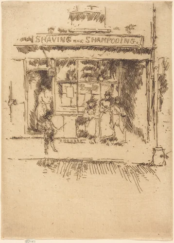 Shaving and Shampooing by James McNeill Whistler, print, 1886-1888