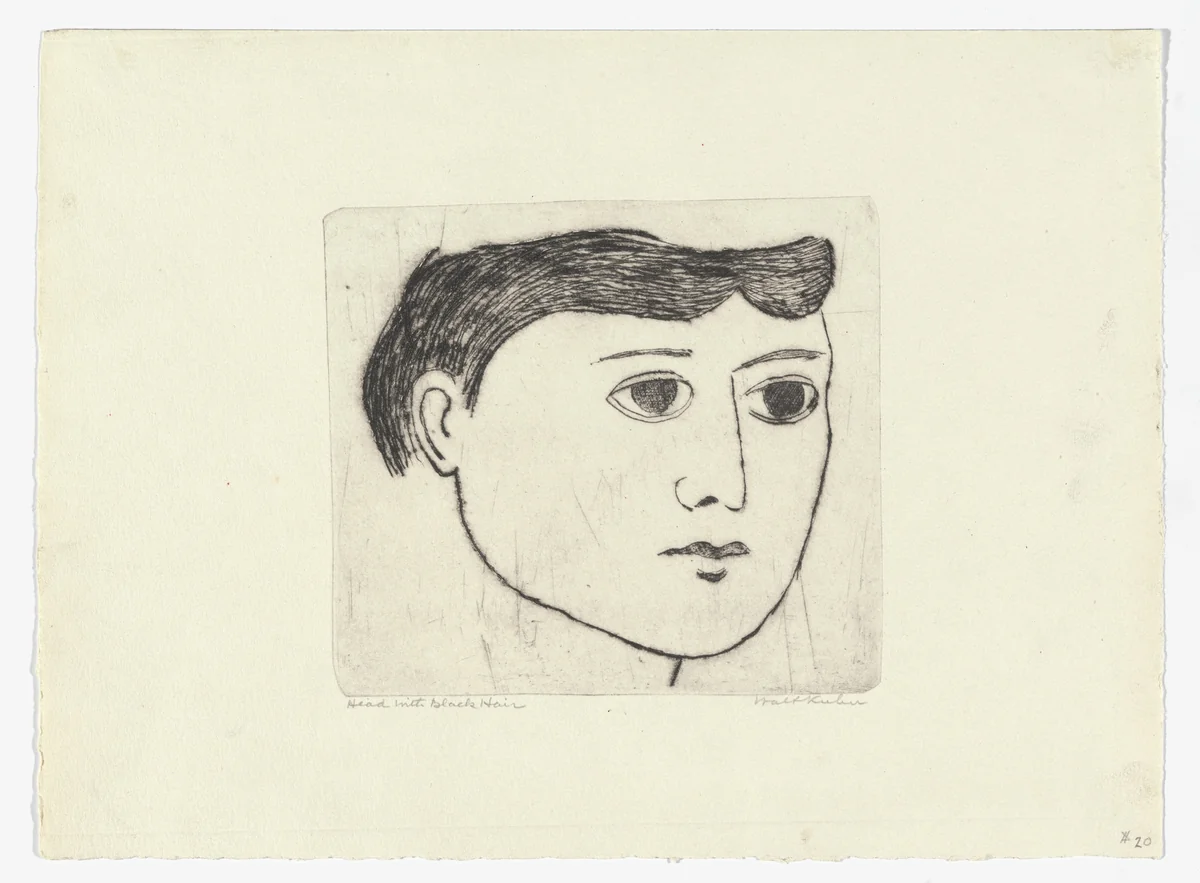 Head with Black Hair by Walt Kuhn, print, 1922