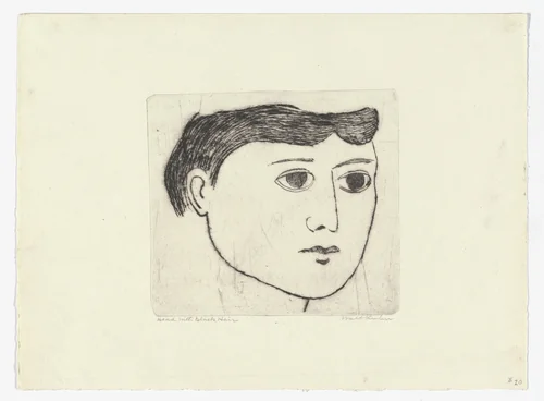 Head with Black Hair by Walt Kuhn, print, 1922