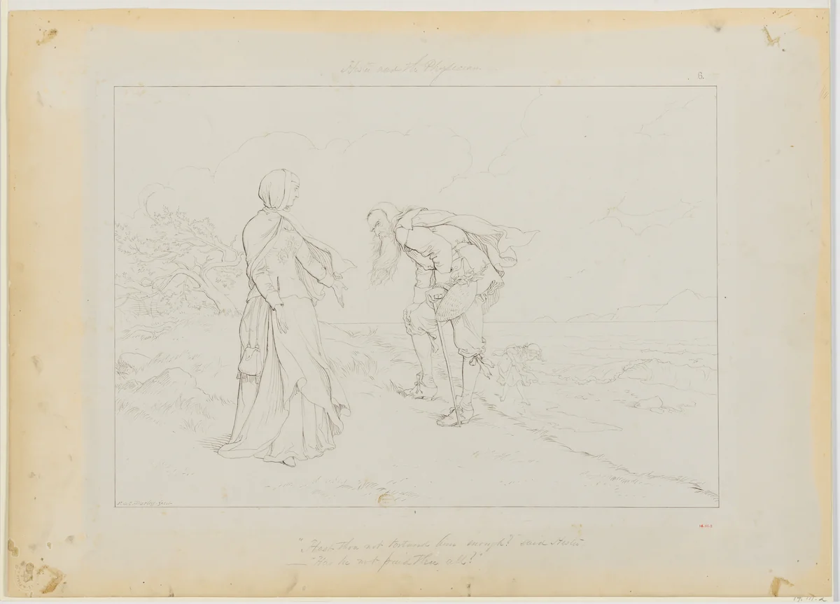 Hester and the Physician, from Nathaniel Hawthorne's "The Scarlet Letter" by Felix Darley, drawing, 1874-1884