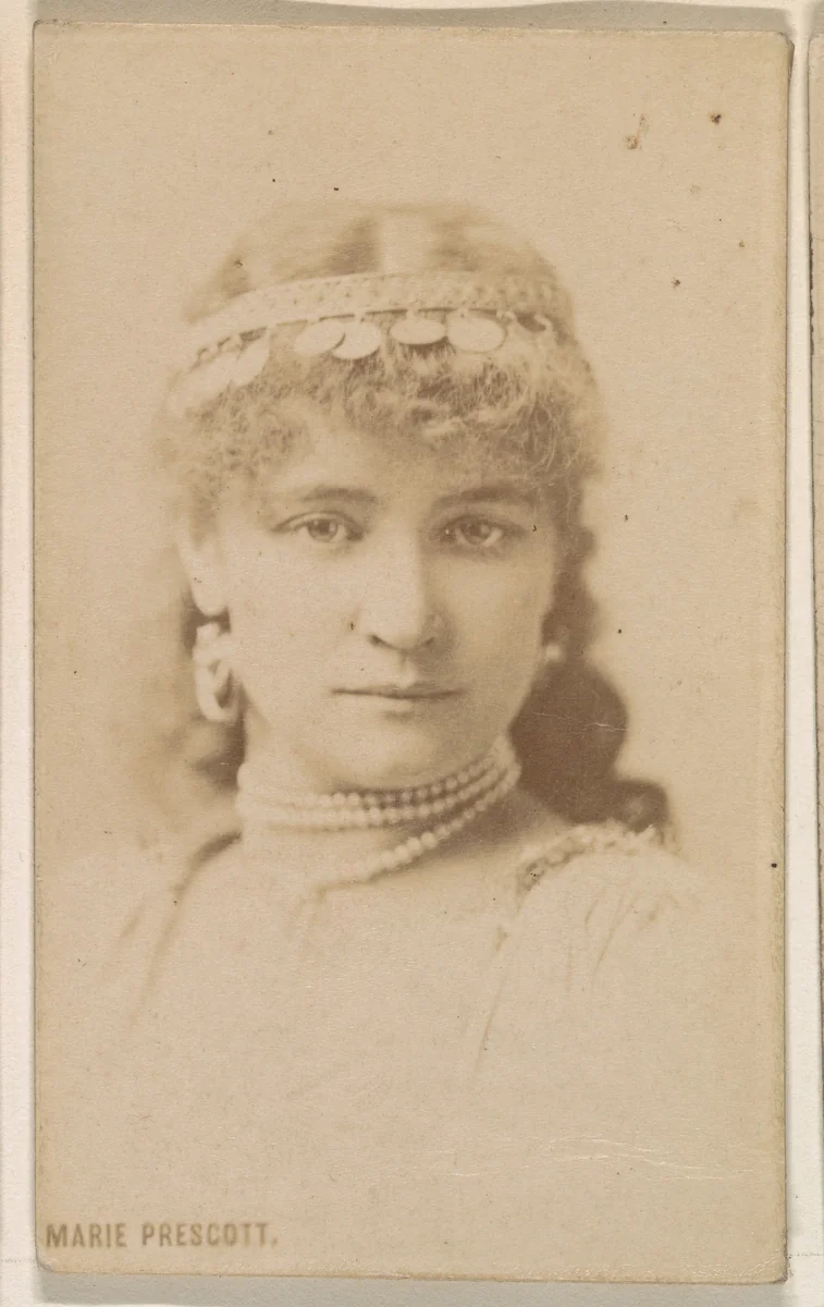 Marie Prescott, from the Actresses series (N246), Type 1, issued by Kinney Brothers to promote Sporting Extra Cigarettes by Kinney Brothers Tobacco Company, photograph, 1888-1892