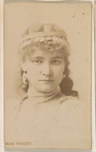 Marie Prescott, from the Actresses series (N246), Type 1, issued by Kinney Brothers to promote Sporting Extra Cigarettes by Kinney Brothers Tobacco Company, photograph, 1888-1892