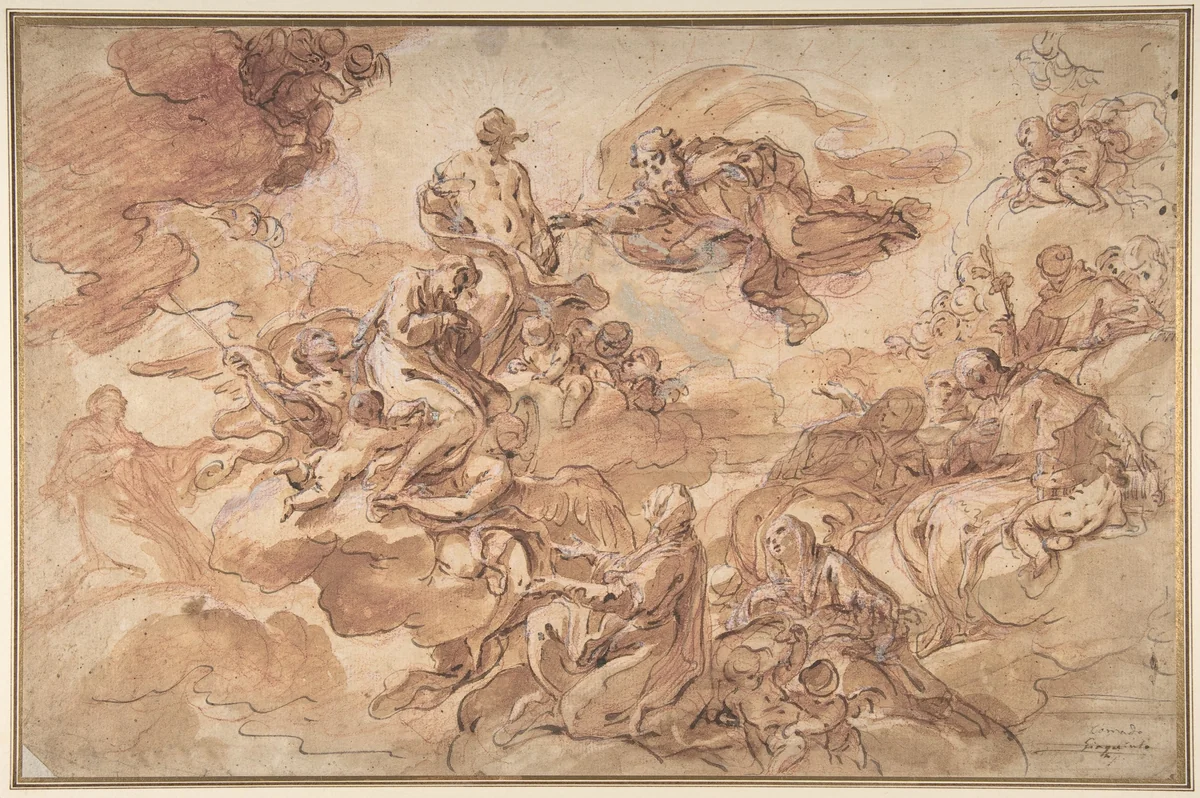 Saint Joseph Presented by the Virgin to the Holy Trinity by Corrado Giaquinto, drawing, 1730-1740