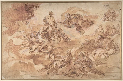 Saint Joseph Presented by the Virgin to the Holy Trinity by Corrado Giaquinto, drawing, 1730-1740