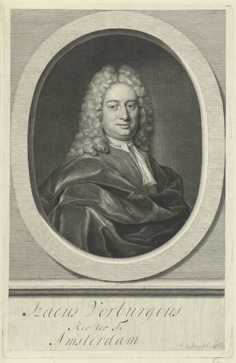 Portret van Isaac Verburg by Pieter van Gunst, print, 1704-1731