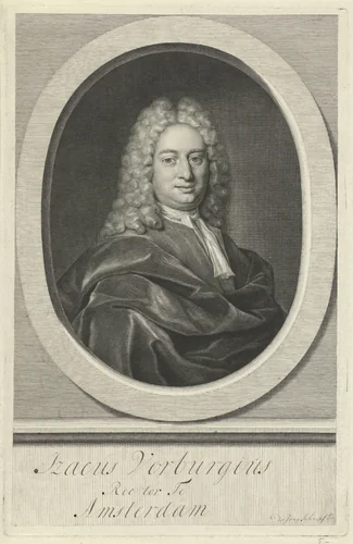 Portret van Isaac Verburg by Pieter van Gunst, print, 1704-1731