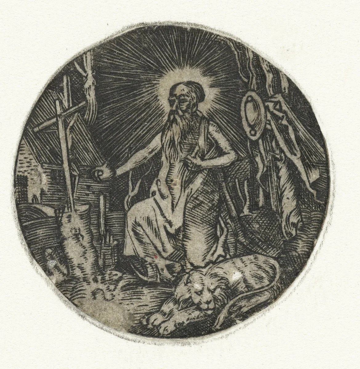 De Heilige Hiëronymus in de wildernis by Unknown, print, 1475-1500