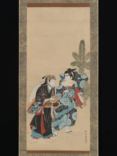 Manzai Performers by Kengetsudō, painting, 1720-1739