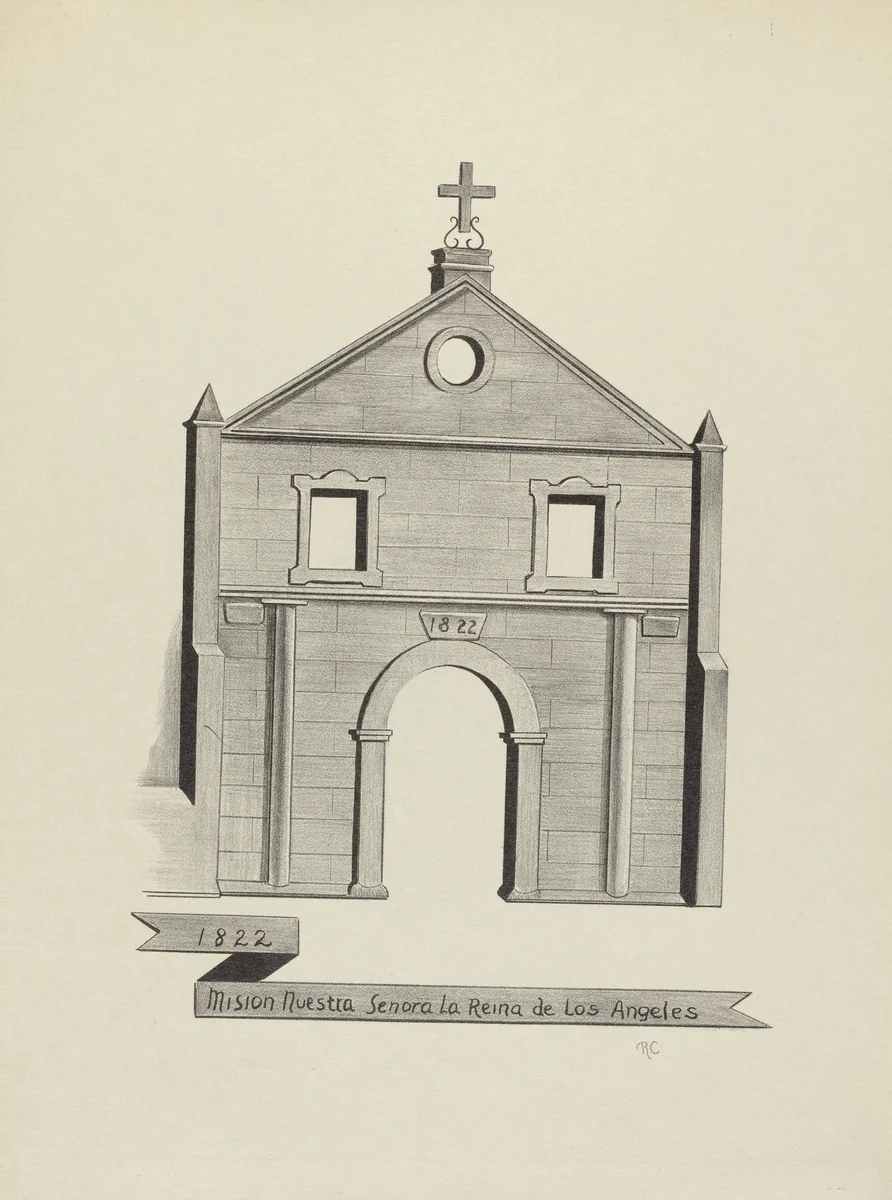 Mision Nuestra Senora la Reina de Los Angeles by James Jones, index of american design, 1935-1942
