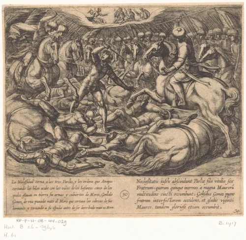 De zonen van Lara worden afgeslacht door de Moren by Antonio Tempesta, print, 1612