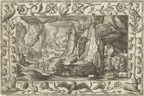Lot en zijn dochters by Unknown, print, 1582-1586