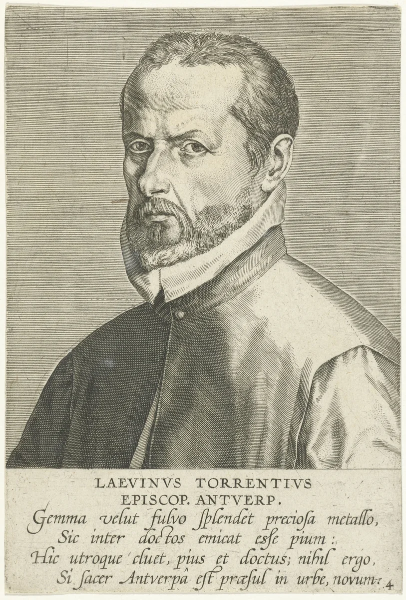 Portret van Lieven van der Beke by Philips Galle, print, 1587