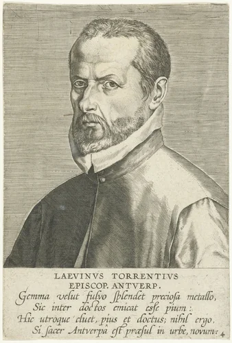 Portret van Lieven van der Beke by Philips Galle, print, 1587