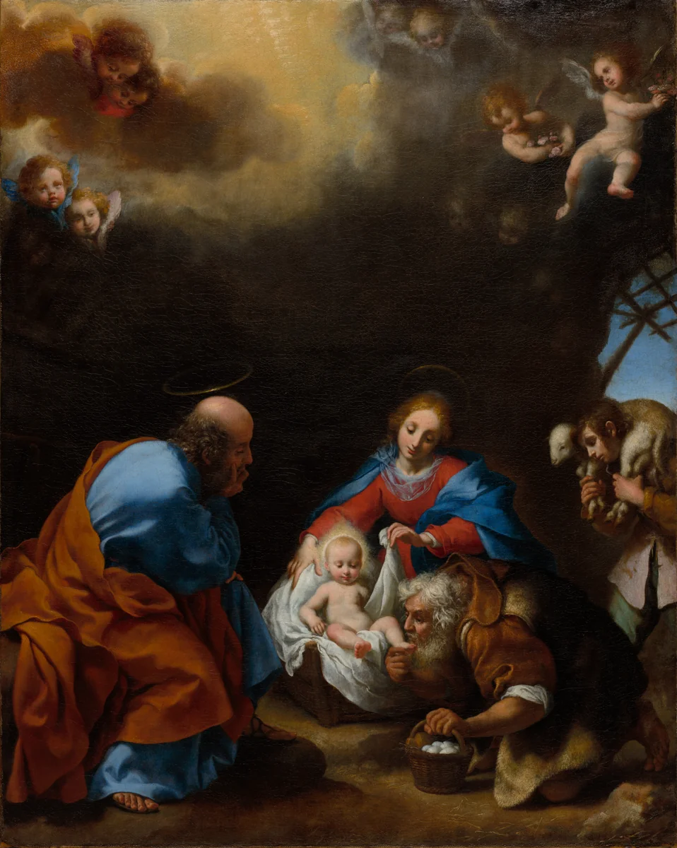 Adoration of the Shepherds by Carlo Dolci, painting, 1665-1675