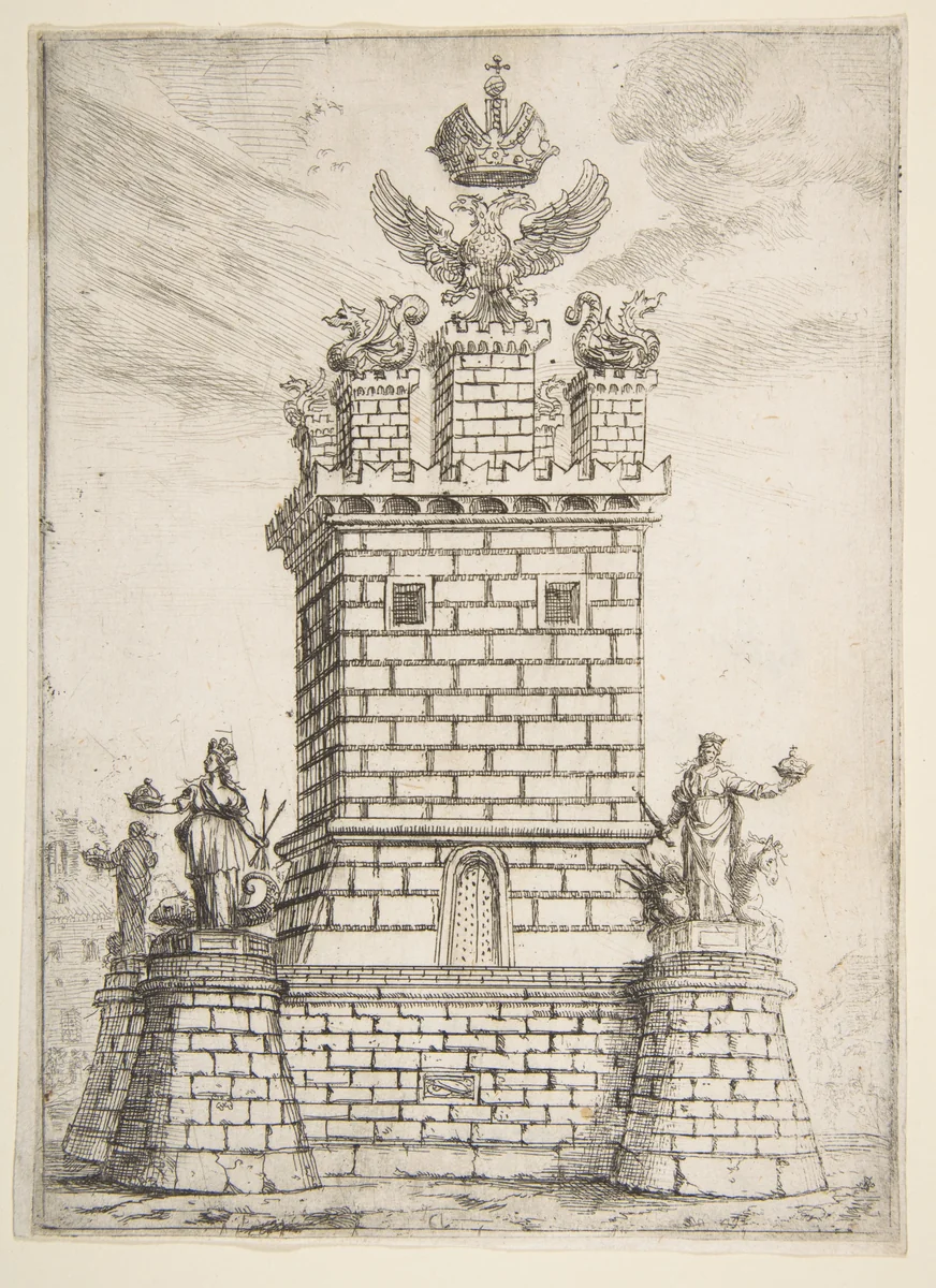 The Square Tower by Claude Lorrain, print, 1637