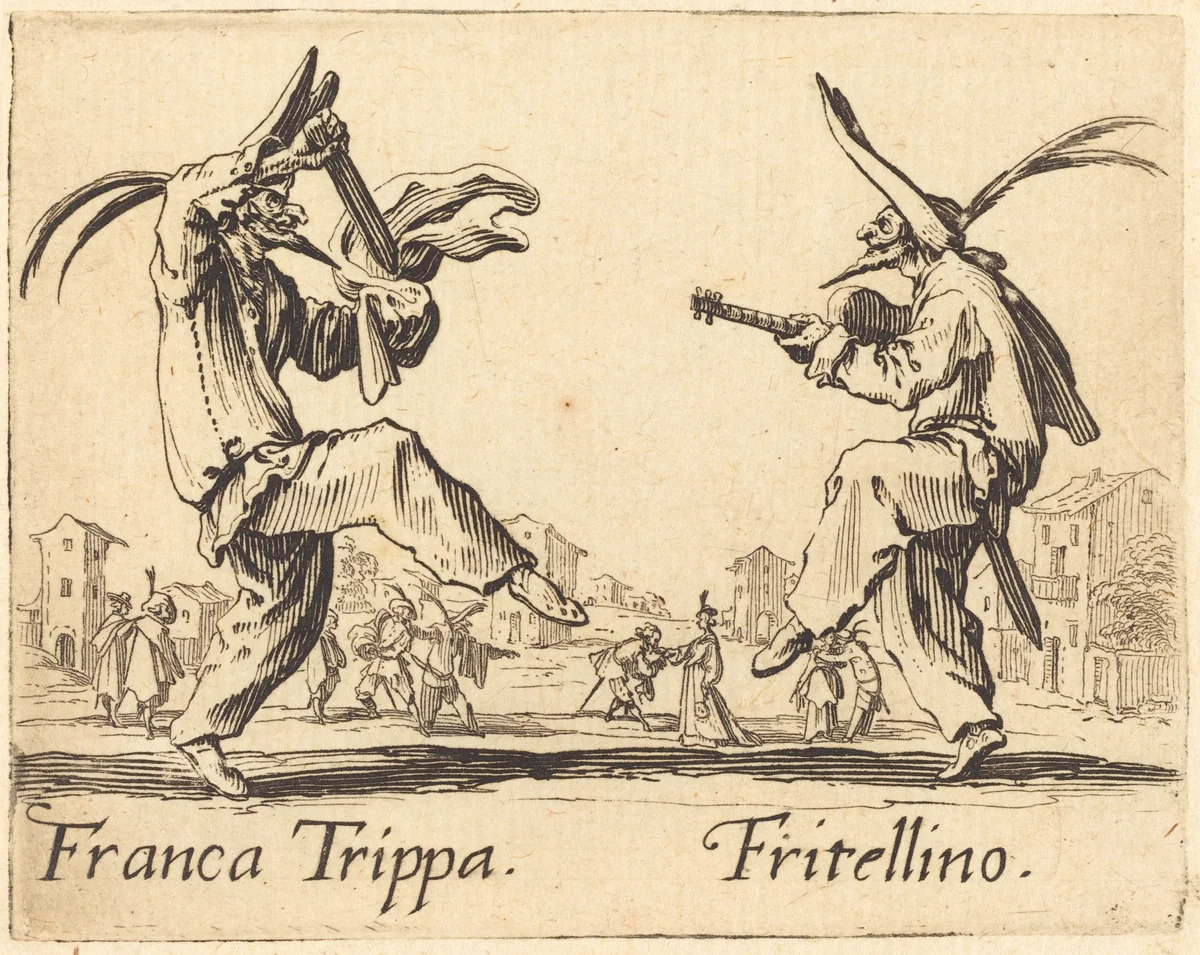 Franca Trippa and Fritellino by Jacques Callot, print, 1622