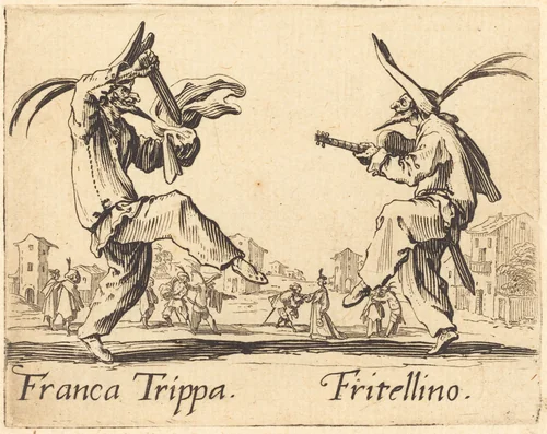 Franca Trippa and Fritellino by Jacques Callot, print, 1622