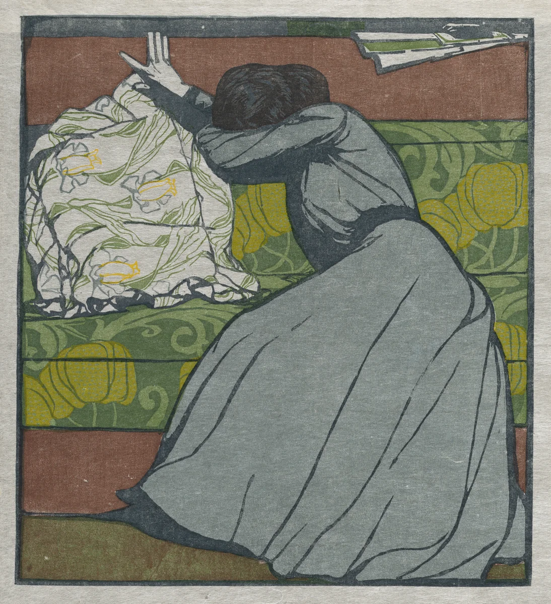 The Cushion (Martha Kurzweil Seated on a Divan) by Max Kurzweil, print, 1903