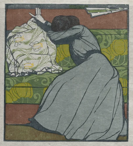 The Cushion (Martha Kurzweil Seated on a Divan) by Max Kurzweil, print, 1903