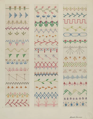 Samples of Stitching by Edith Towner, index of american design, 1937