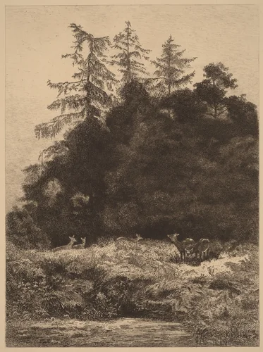Daims dans un Parc by Karl Bodmer, print, 1809-1893