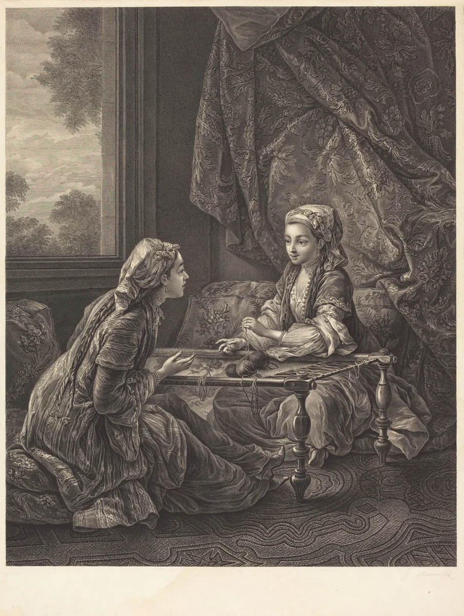 La Confidence by Jacques Firmin Beauvarlet, print, 1774-1775