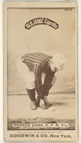 George F. "Piano Legs" Gore, Center Field, New York, from the Old Judge series (N172) for Old Judge Cigarettes by Goodwin & Company, photograph, 1887