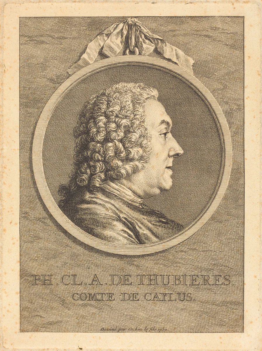 Ph.Cl.A. de Thubieres, Comte de Caylus by Charles Nicolas Cochin II, print, 1752