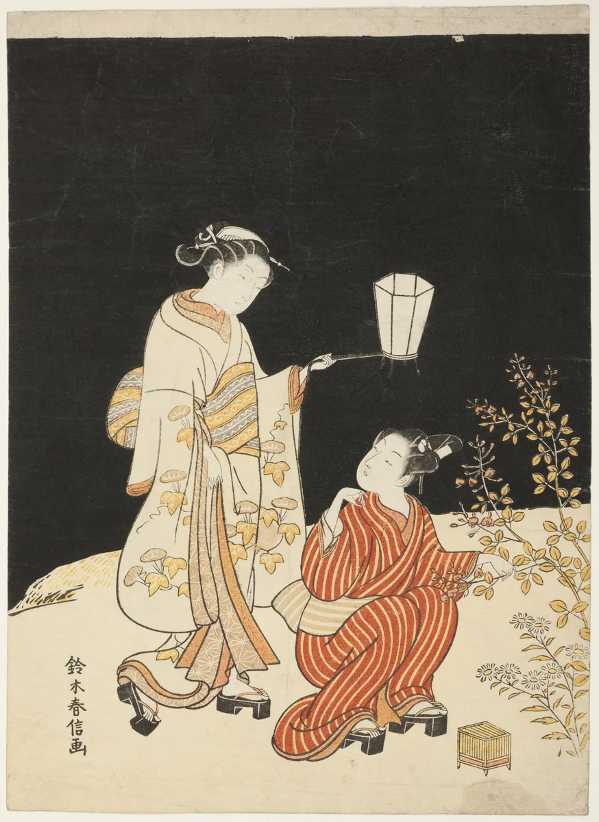 Searching for Fireflies by Suzuki Harunobu (鈴木春信), print, 1763-1770