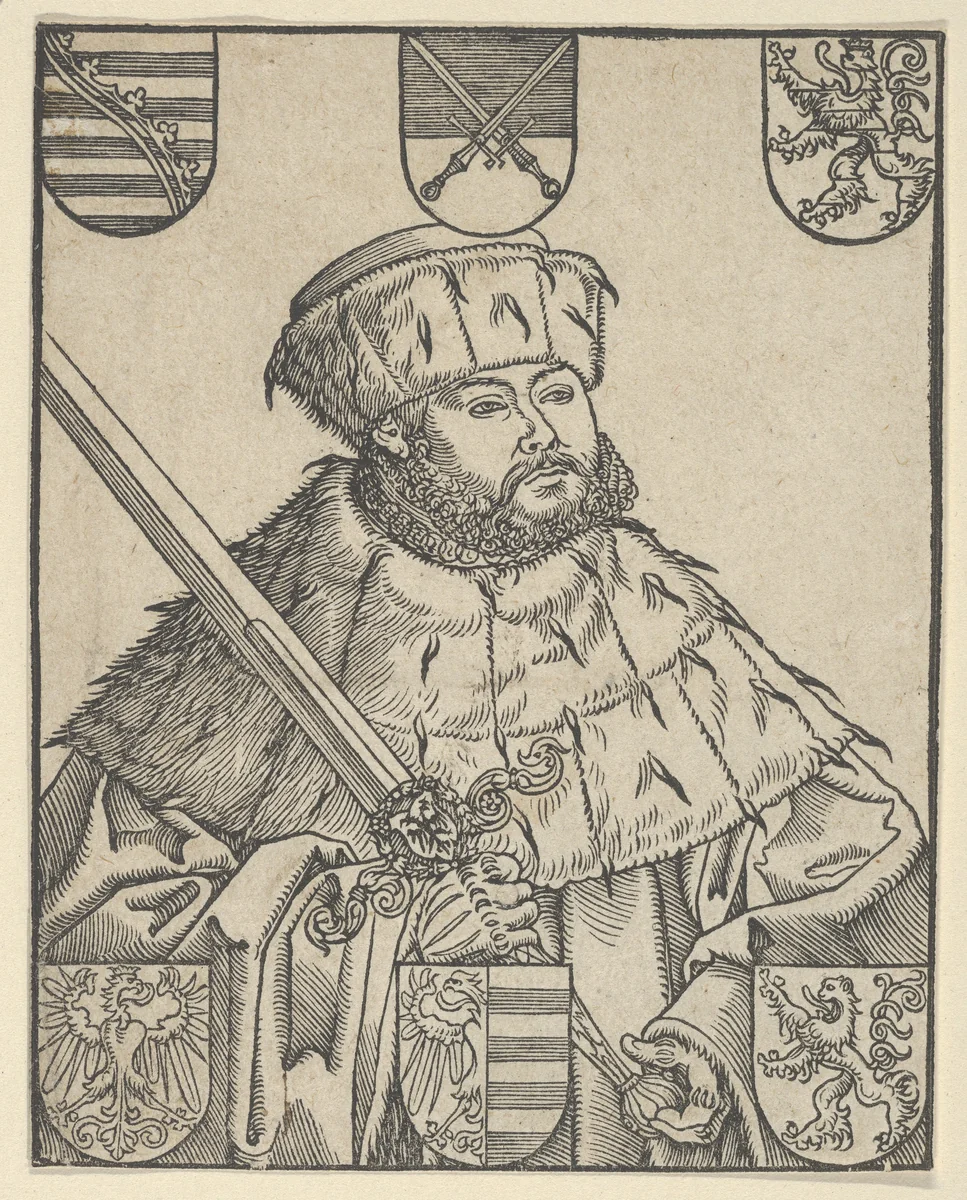 Copy of John Frederic the Magnanimous, in Electoral Robes by Lucas Cranach the Younger, print, 1515-1586