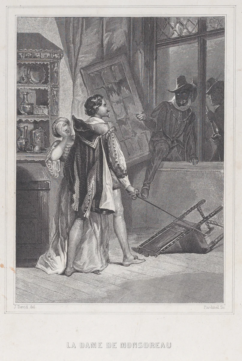 The Lady of Monsoreau (La Dame de Monsoreau) by Jean Charles Pardinel, print, 1830-1900