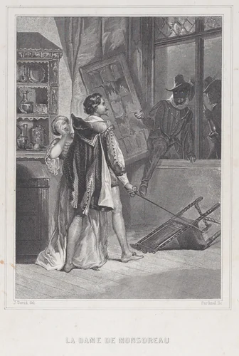 The Lady of Monsoreau (La Dame de Monsoreau) by Jean Charles Pardinel, print, 1830-1900