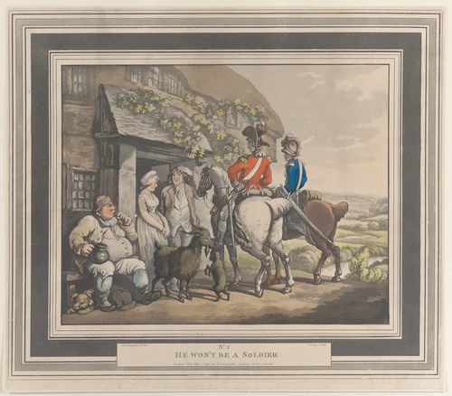 No. 2: He Won't Be A Soldier by Heinrich Joseph Schütz, print, 1798