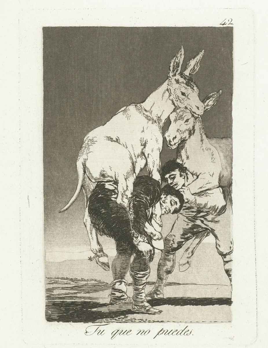 Jij die niet meer kunt by Francisco de Goya, print, 1797-1799