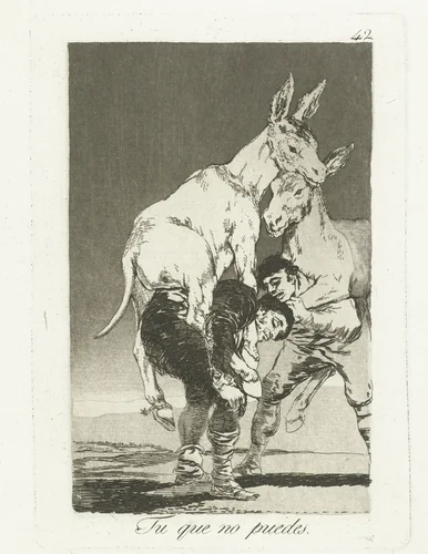 Jij die niet meer kunt by Francisco de Goya, print, 1797-1799