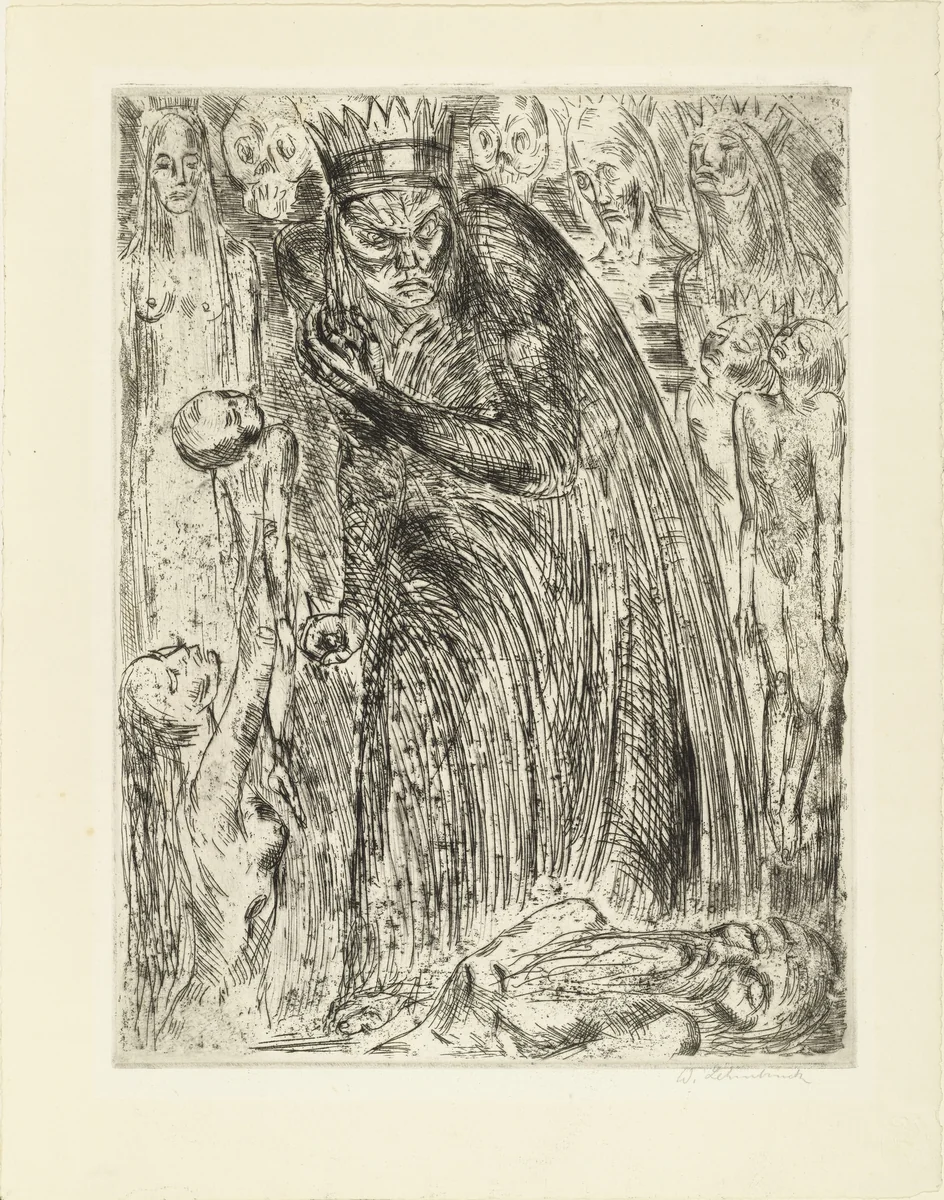 Macbeth V (annual print for the Association of the Friends of the Marées-Society) by Wilhelm Lehmbruck, print, 1918